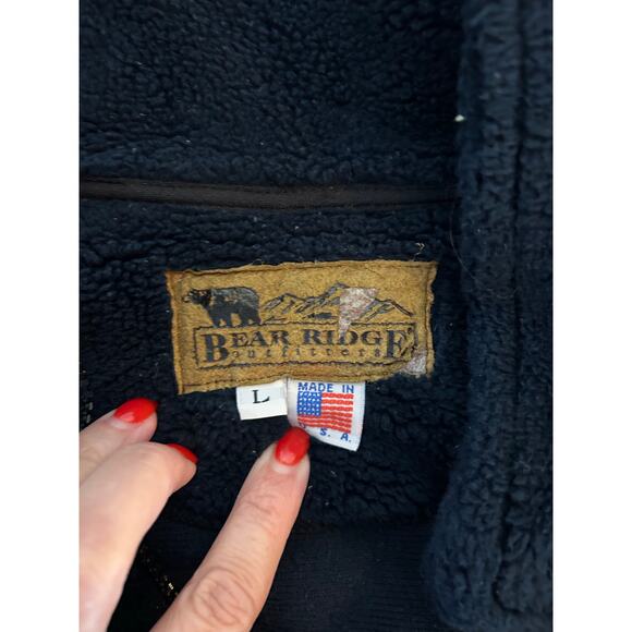 Vintage Bear Ridge Outfitters America fleece size L blue patriotic stars stripes - Picture 8 of 10